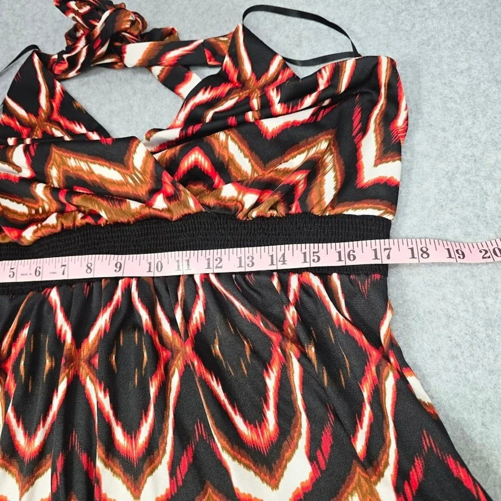 Vtg Y2K Torrid Halter Top L Multicolor Tank‎ Babydoll Smocked Festival Baddie